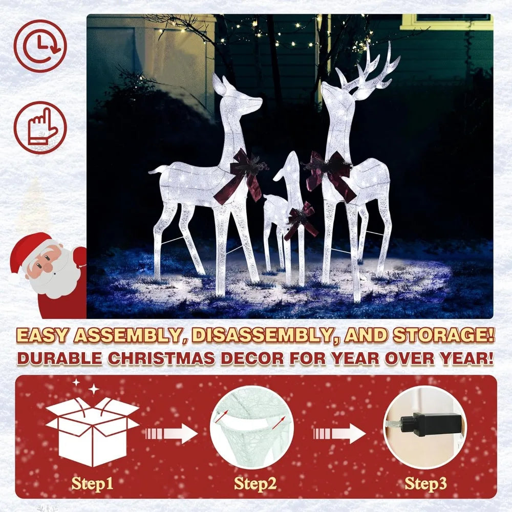 Outdoor Lighted Deer Family Set