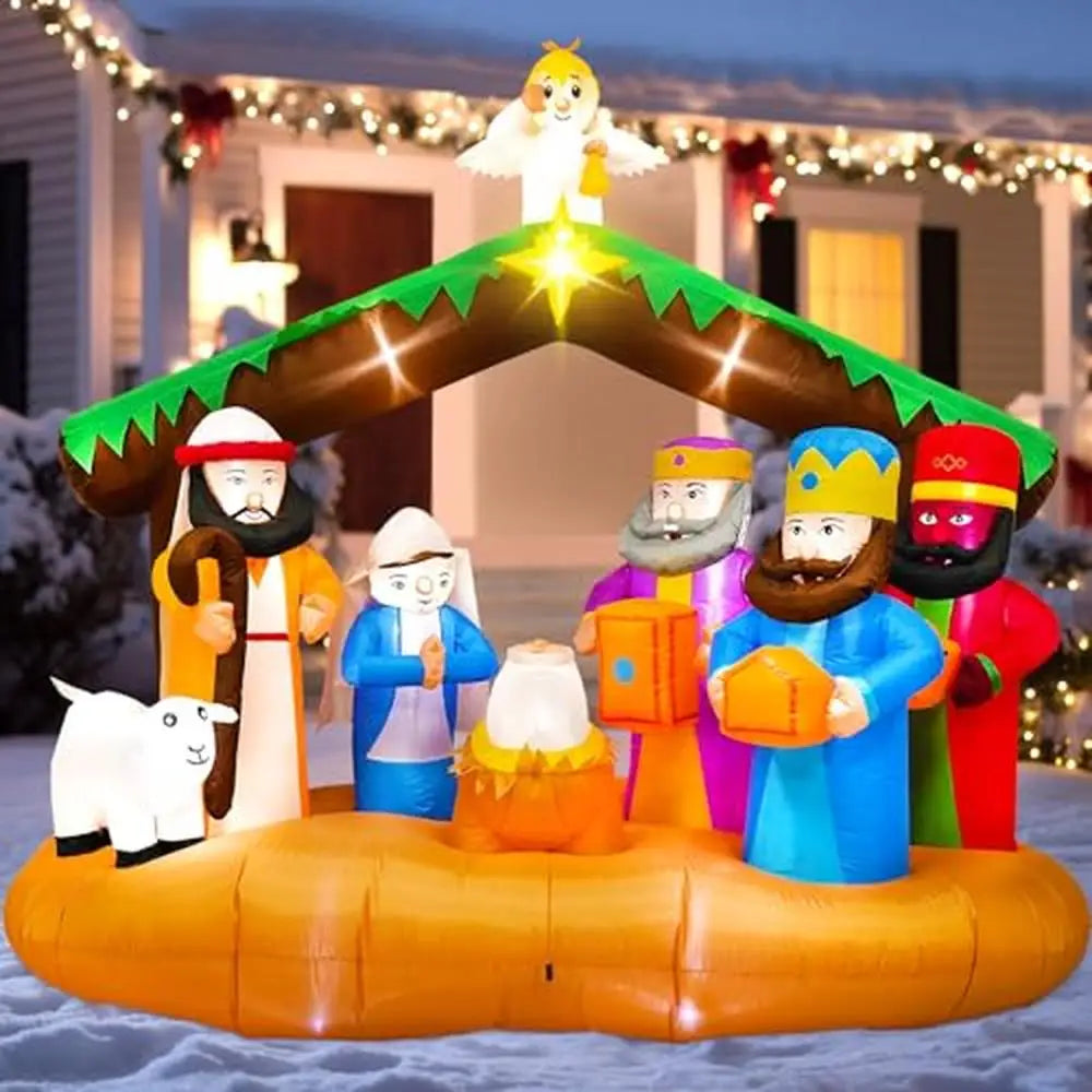 Outdoor Nativity Scene Inflatable Holiday Decor Baby Jesus Mary Joseph