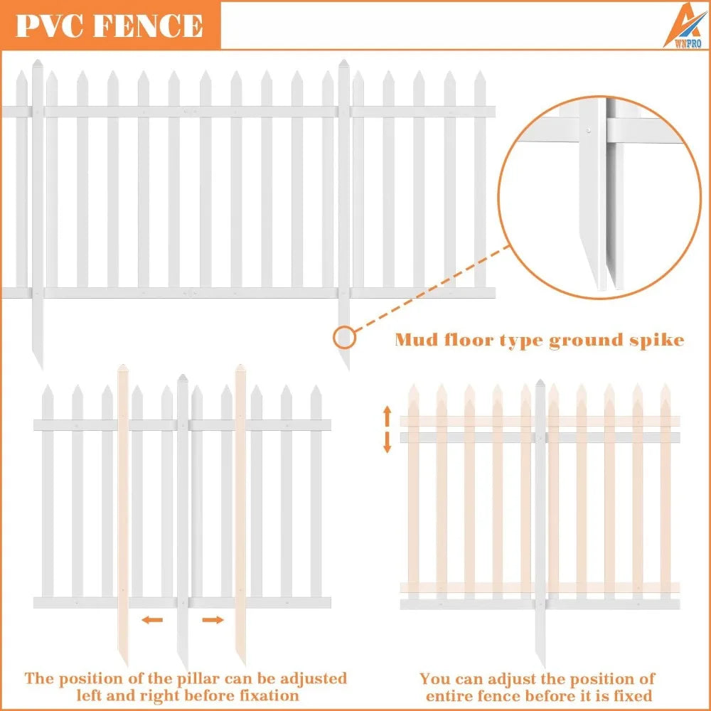 Garden Fence, No Dig White Vinyl Picket Patio Garden Fence