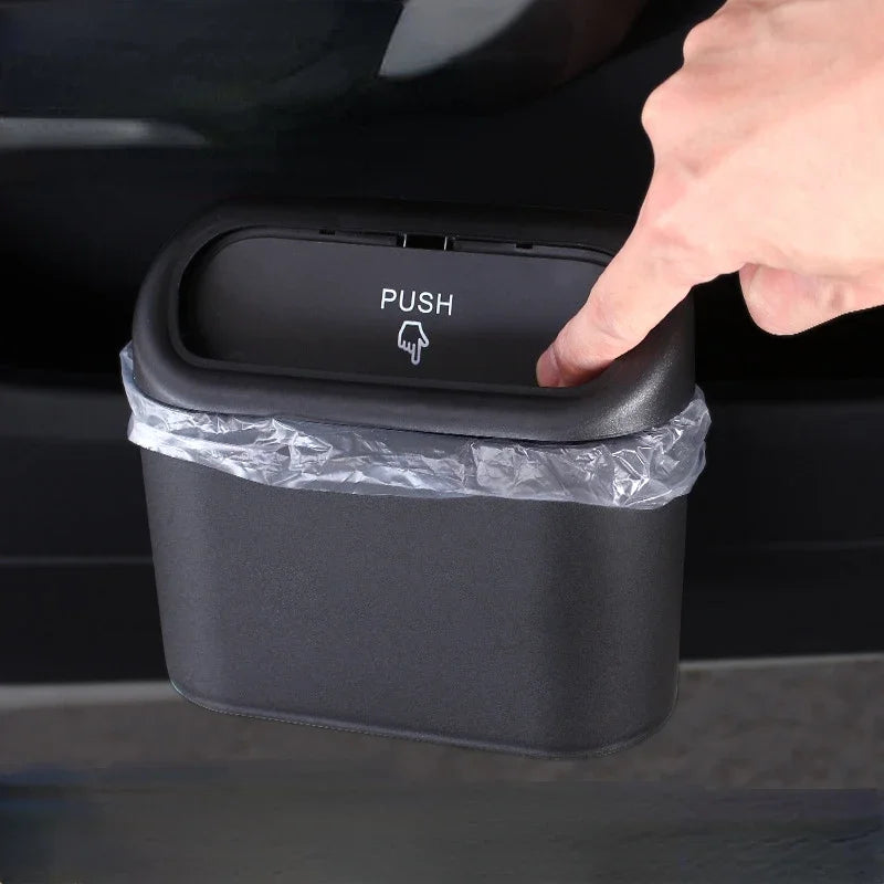 Car Interior Storage Case Trash Bin Push Can Mini Tray Dustbin Garbage Box Door Seat Clip Stand Holder Automotive Accessories