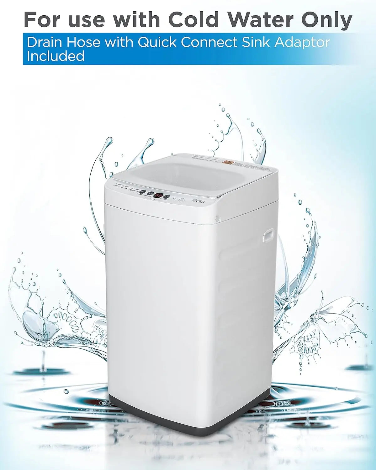 0.9 Cu. Ft. Portable Washing Machine with 6 Wash Cycles Featuring 3 Water Levels