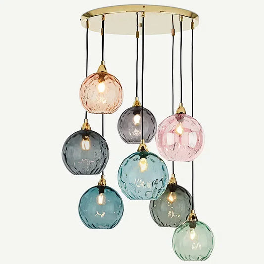 Colorful Modern Glass Chandelier Led Pendant Light for Living Room