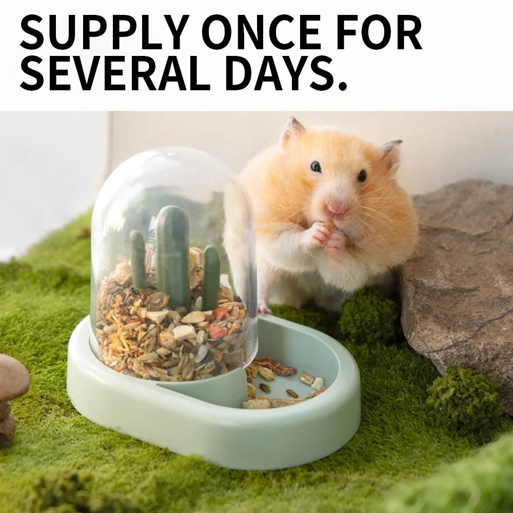 Hamster Food Dispenser Automatic Guinea Pig Feeder Food Bowl Pet Rabbit Hedgehog Squirrel Feeding Machine Small Animals Supplies