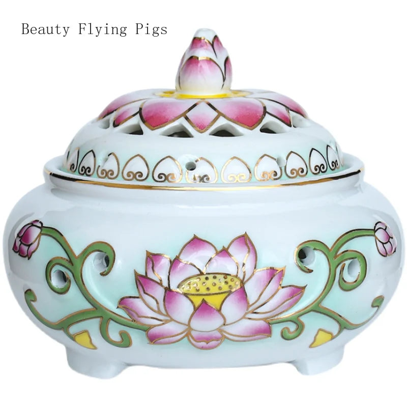 Ceramic Relief Lotus  Incense Cleaning Stove