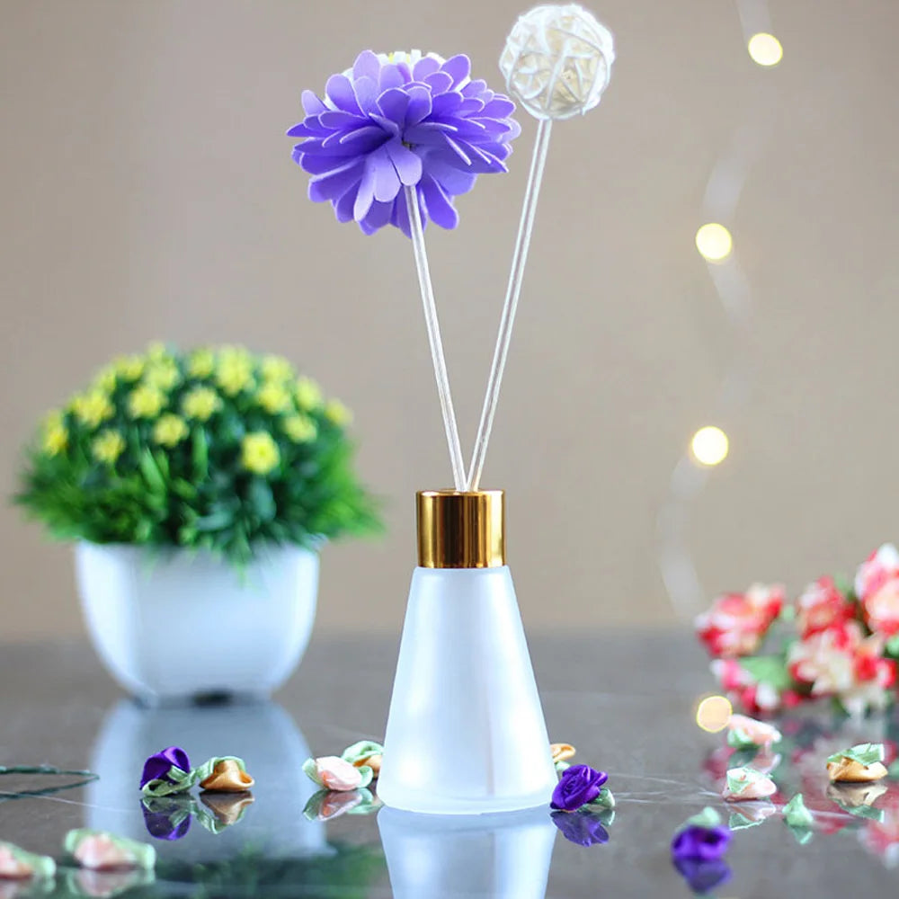 Empty Cone Shape Fragrance Frosting Glass  Diffuser Bottle Lids