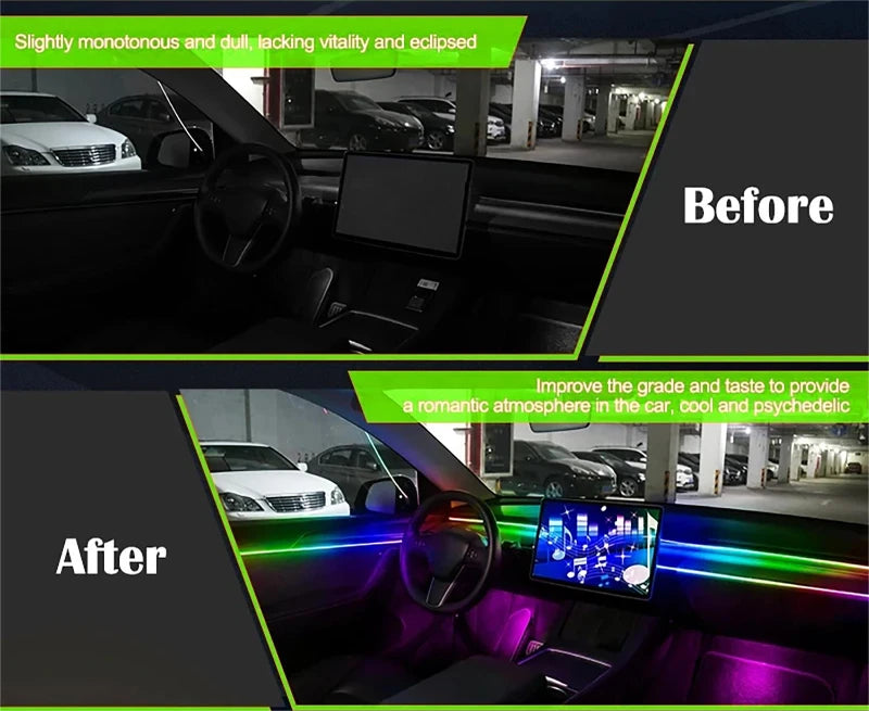 Car Ambient Acrylic Lamp Strips App Remote Control