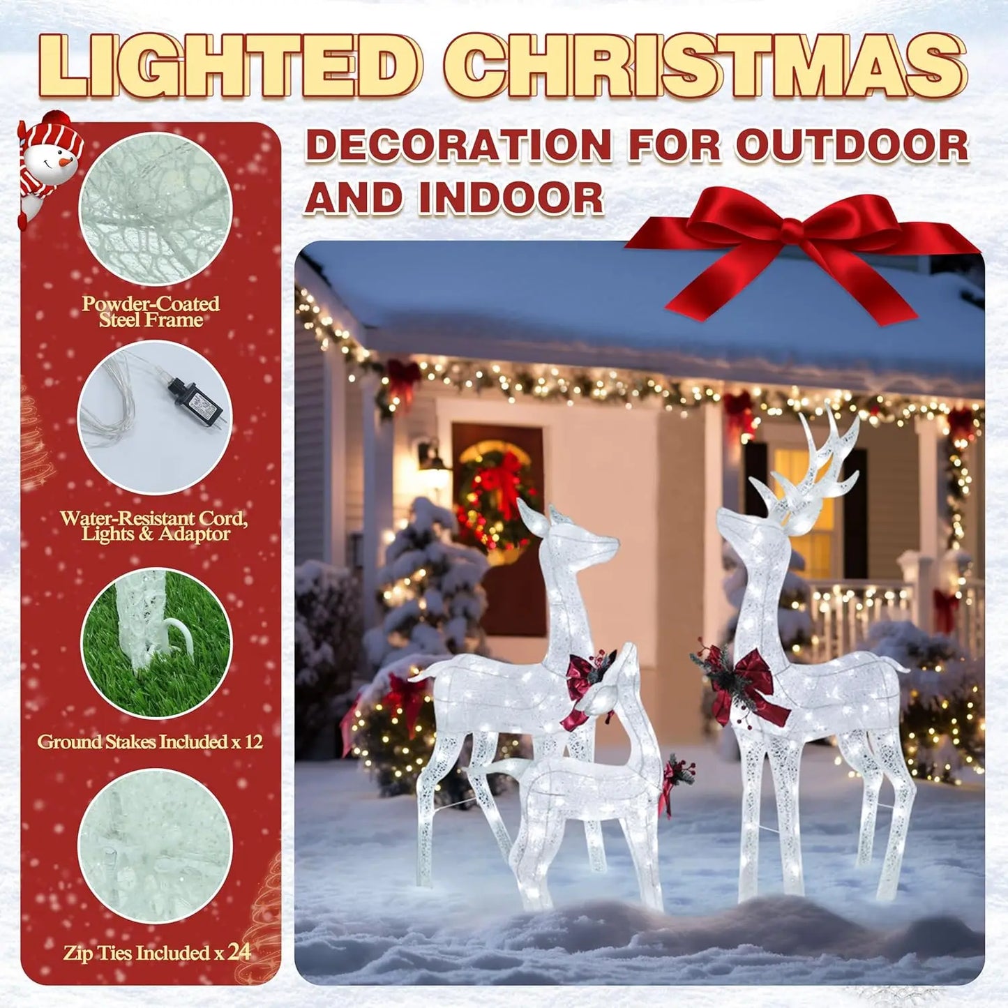 Outdoor Lighted Deer Family Set