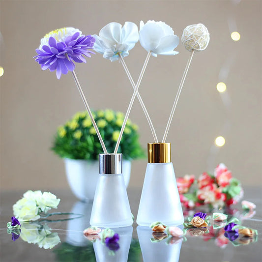 Empty Cone Shape Fragrance Frosting Glass  Diffuser Bottle Lids