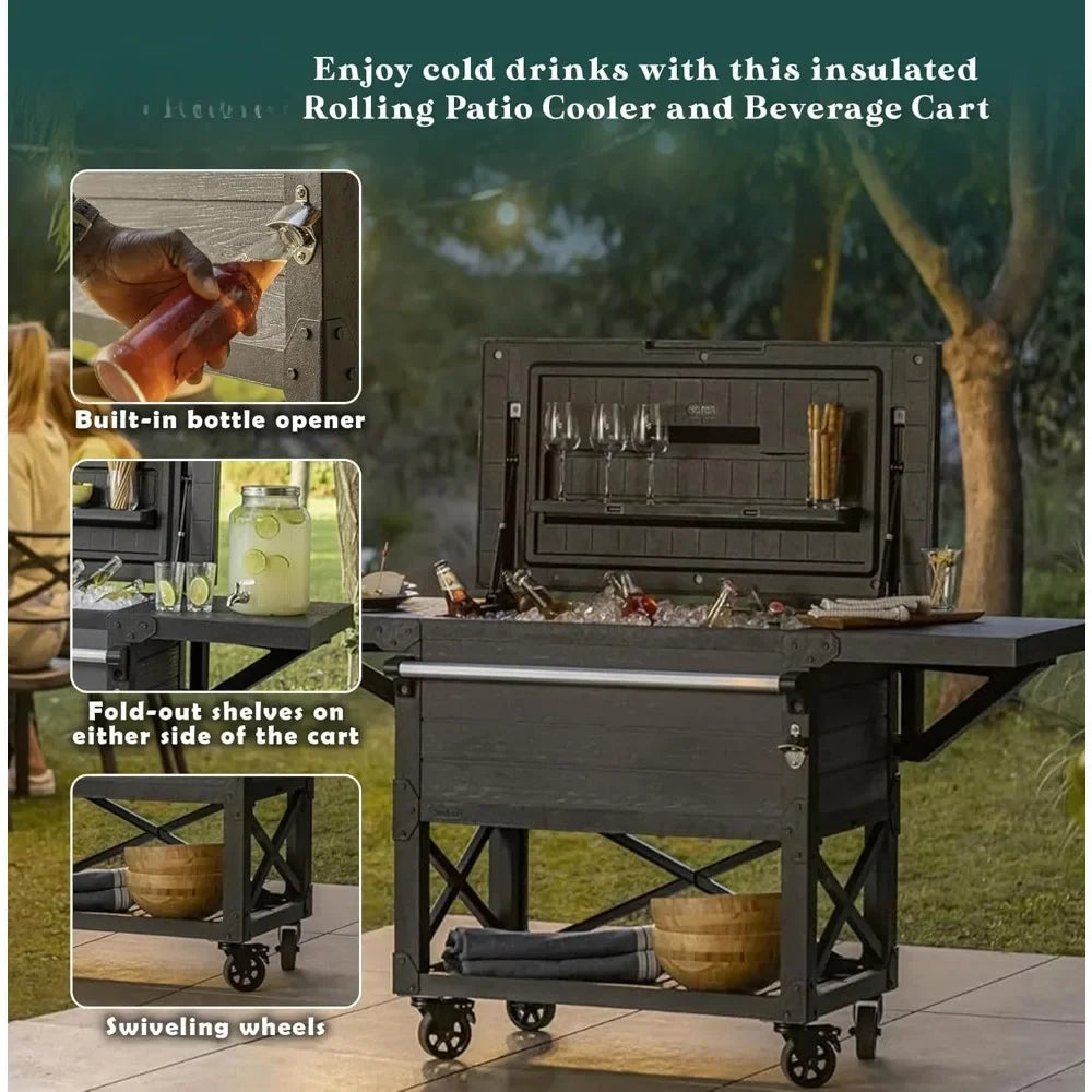 Portable Outdoor Insulated Beverage Party Bar Cart Table