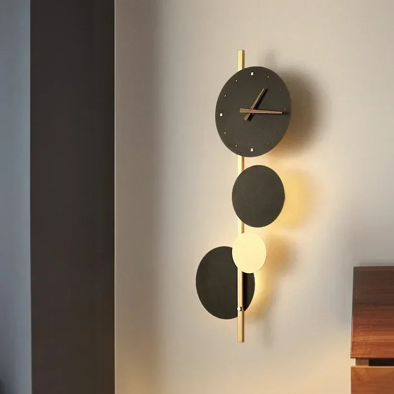 Modern LED Clock Wall Lamp for Bedroom Living Dining Room Aisle Porch