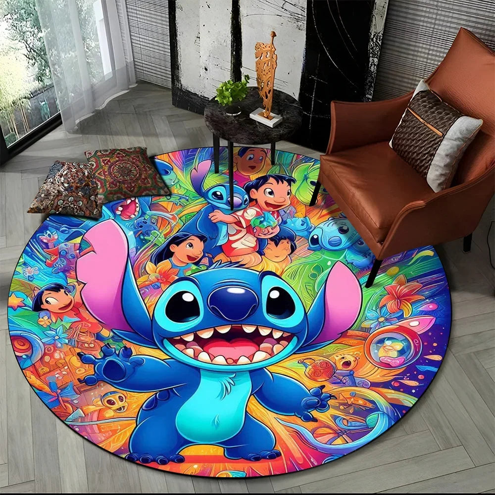 26 Style Cute Stitch Disney Cartoon Round Area Rug, Carpet Floor Mat