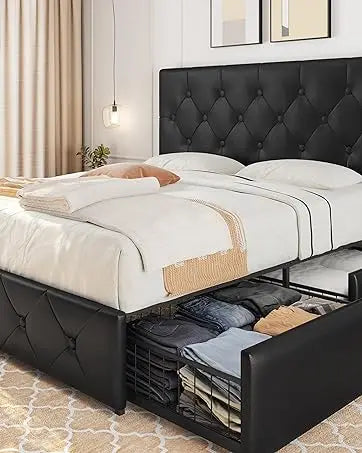 Queen Size Bed Frame With 2 USB Charging Station/Port