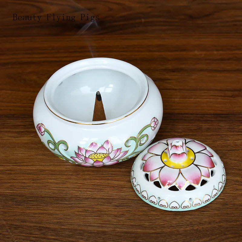 Ceramic Relief Lotus  Incense Cleaning Stove