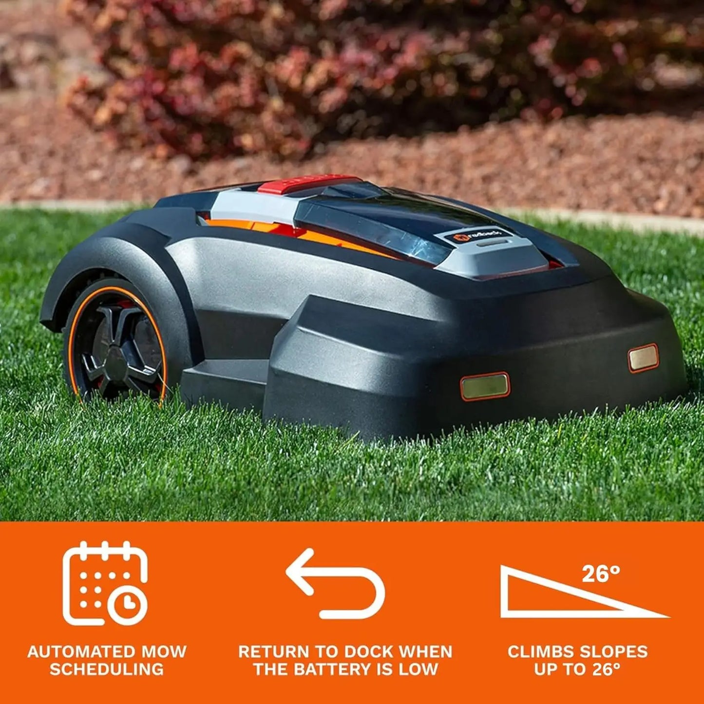 Robot Lawn Mower Updated 2024 Programming Self Installation Kit Included Mows Up to 1/4 Acre 50% Slope Low Noise (65dBA)