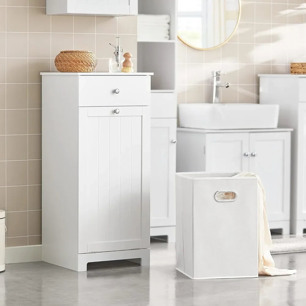 Tilt-Out Laundry Hamper, Bathroom Storage Cabinet with Drawer