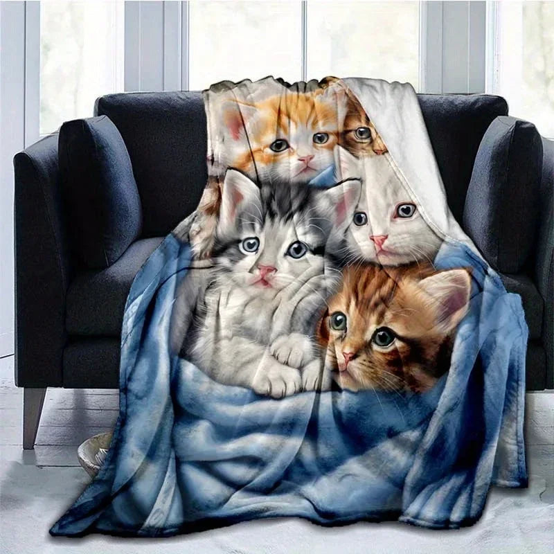 Lightweight Flannel  Cat Blanket