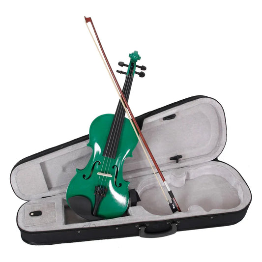 New 4/4 Acoustic Violin Case Bow Rosin Green