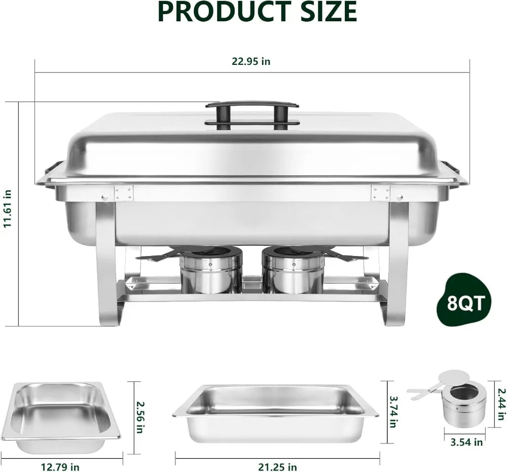 4 Pack Chafing Dish Buffet Set Chafers and Buffet Warmer