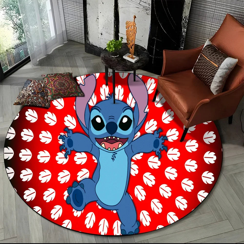 26 Style Cute Stitch Disney Cartoon Round Area Rug, Carpet Floor Mat