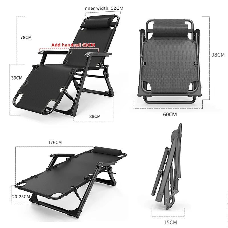 Adjustable height  ultra light folding recliner