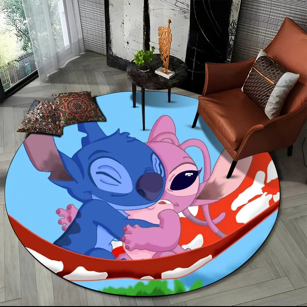 26 Style Cute Stitch Disney Cartoon Round Area Rug, Carpet Floor Mat