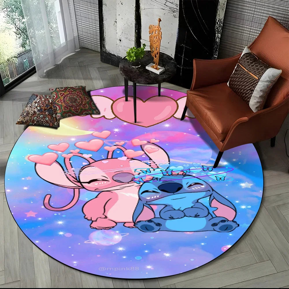 26 Style Cute Stitch Disney Cartoon Round Area Rug, Carpet Floor Mat