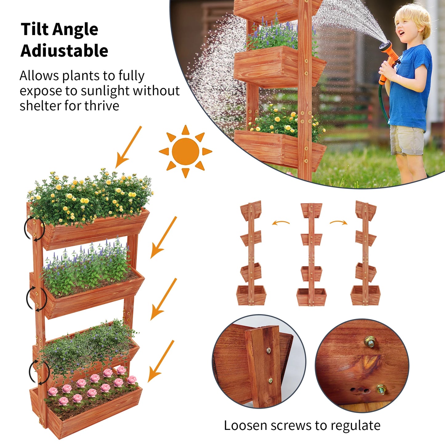 Extra Large 4Tier Raised Garden Bed Removable Container Box