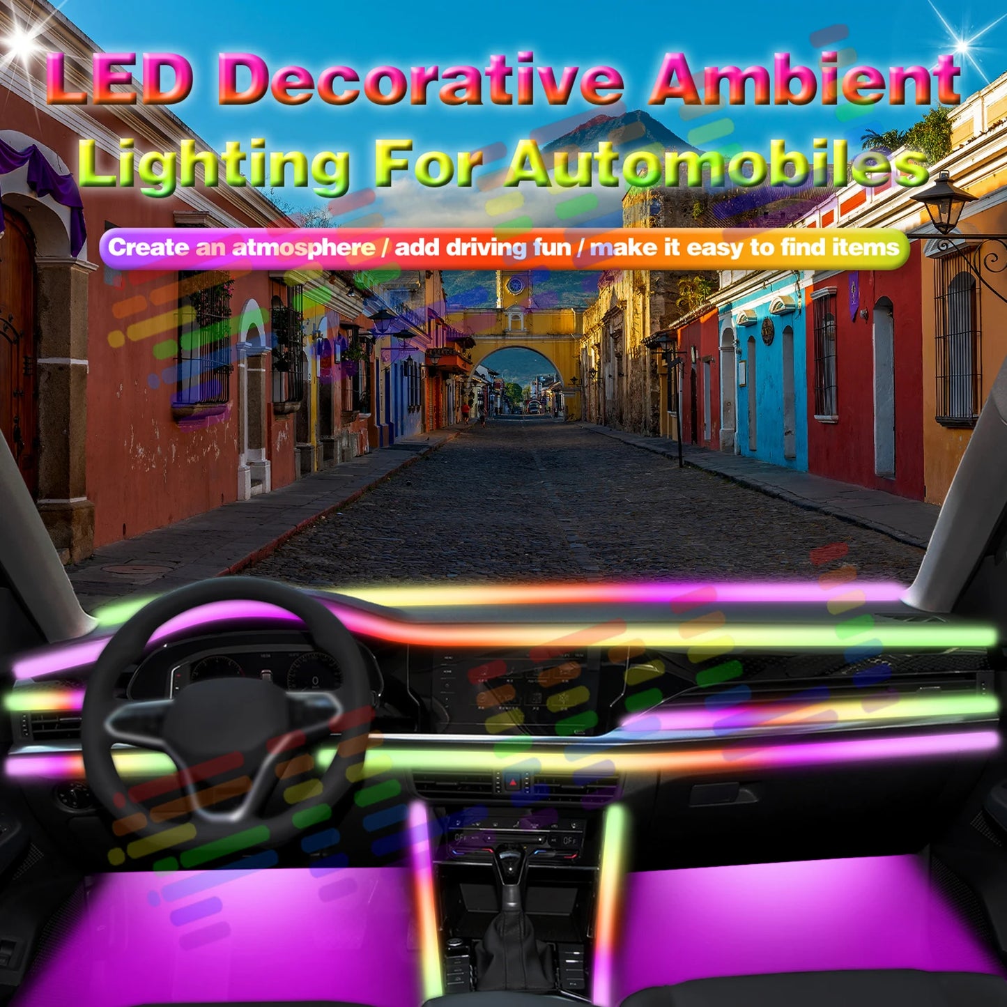 Car Ambient Acrylic Lamp Strips App Remote Control