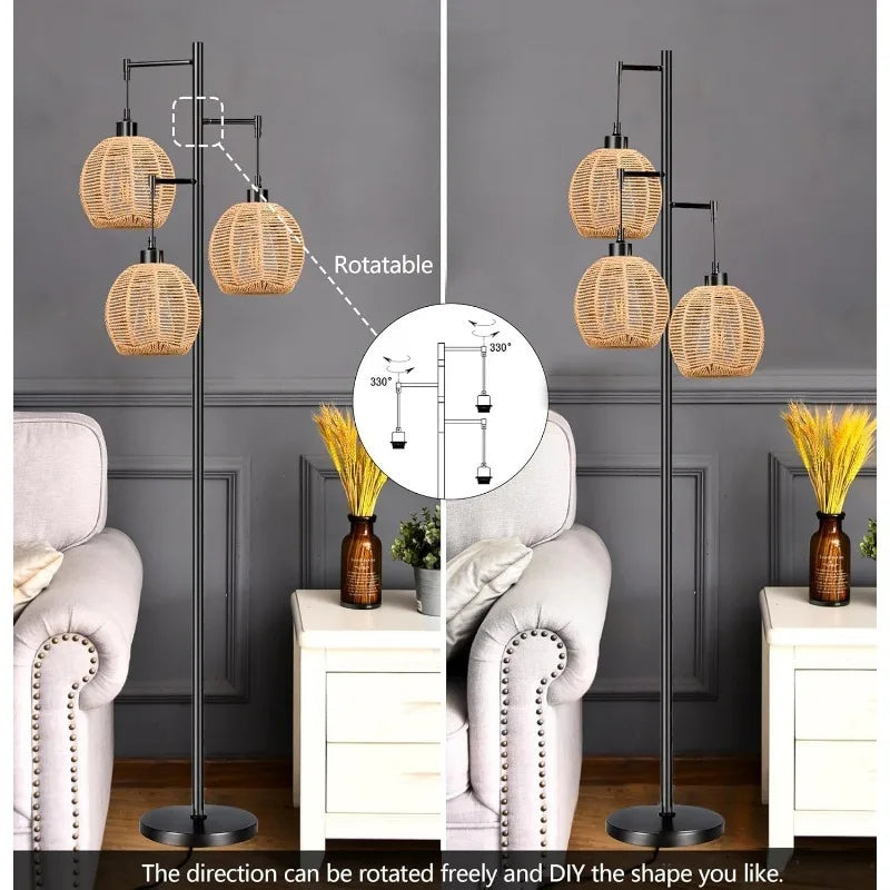 Tree Floor Lamp3-Lights Boho  Standing Lamp