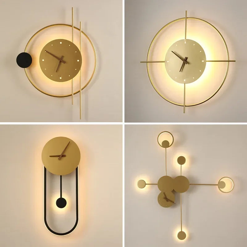 Modern LED Clock Wall Lamp for Bedroom Living Dining Room Aisle Porch