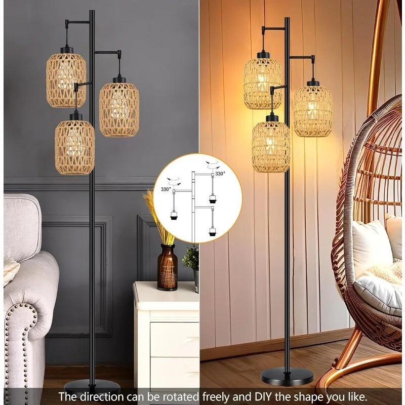 Tree Floor Lamp3-Lights Boho  Standing Lamp