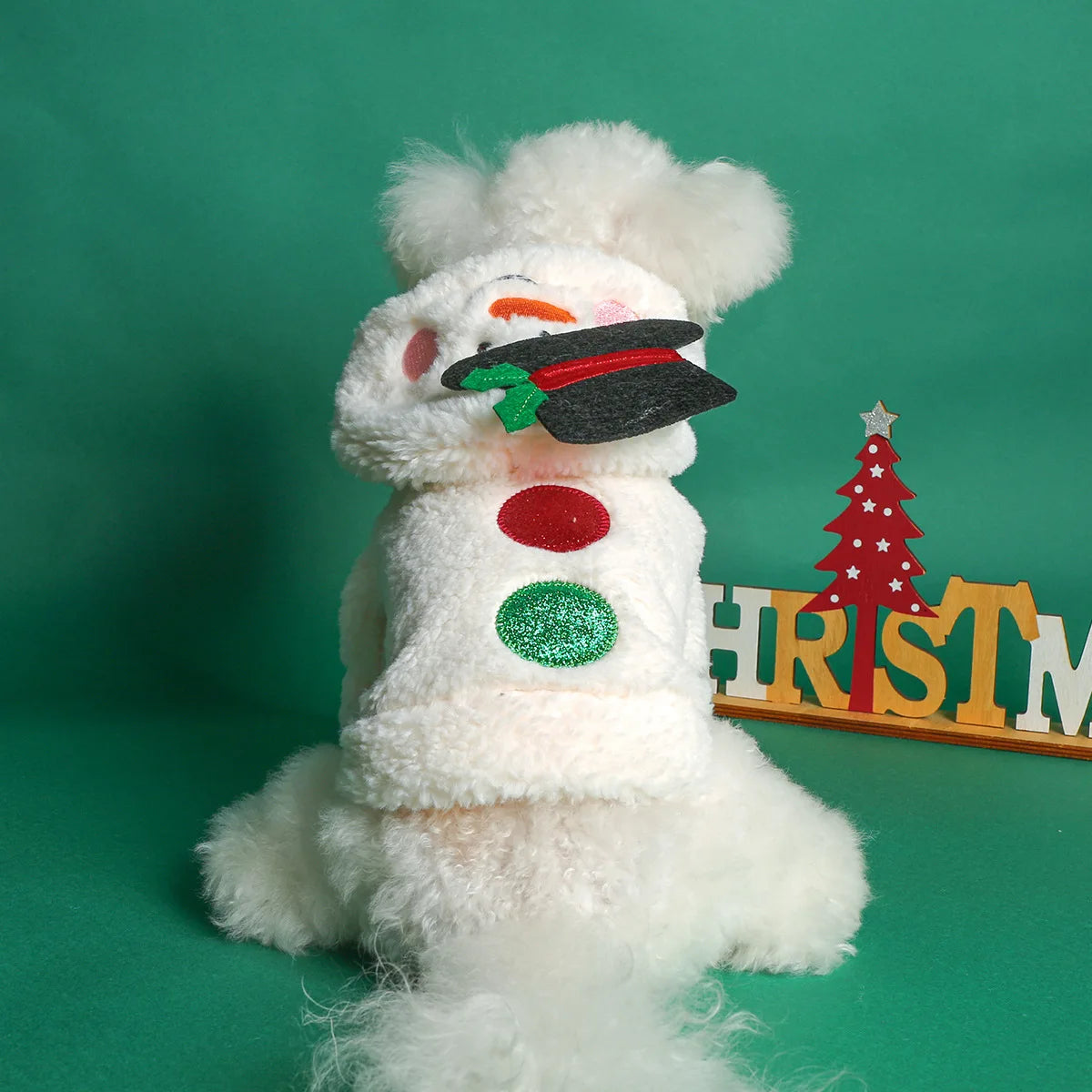 Pet Lamb Fleece Christmas Snowman Coat, Cat Clothing