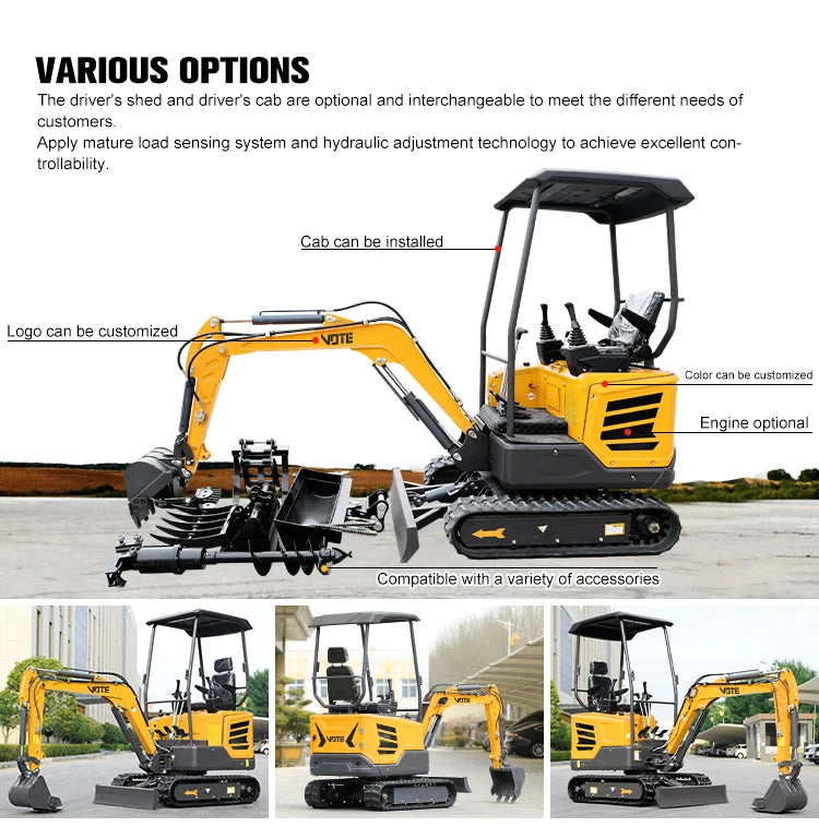 VOTE VTW-18 Mini Crawler Hydraulic 1.8 Ton Excavator Mini Digger