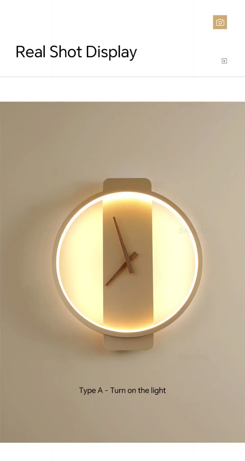 Modern LED Clock Wall Lamp for Bedroom Living Dining Room Aisle Porch