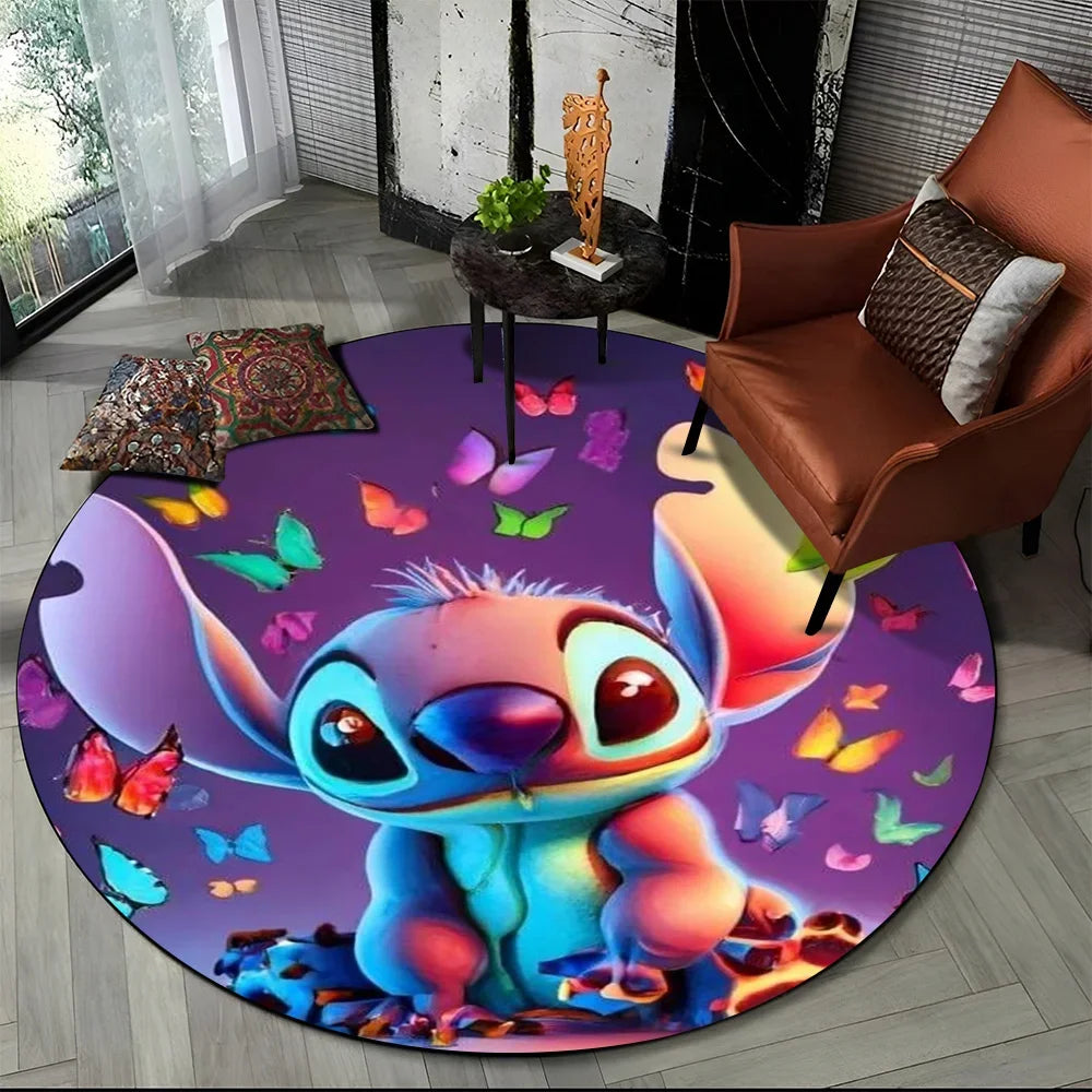 26 Style Cute Stitch Disney Cartoon Round Area Rug, Carpet Floor Mat