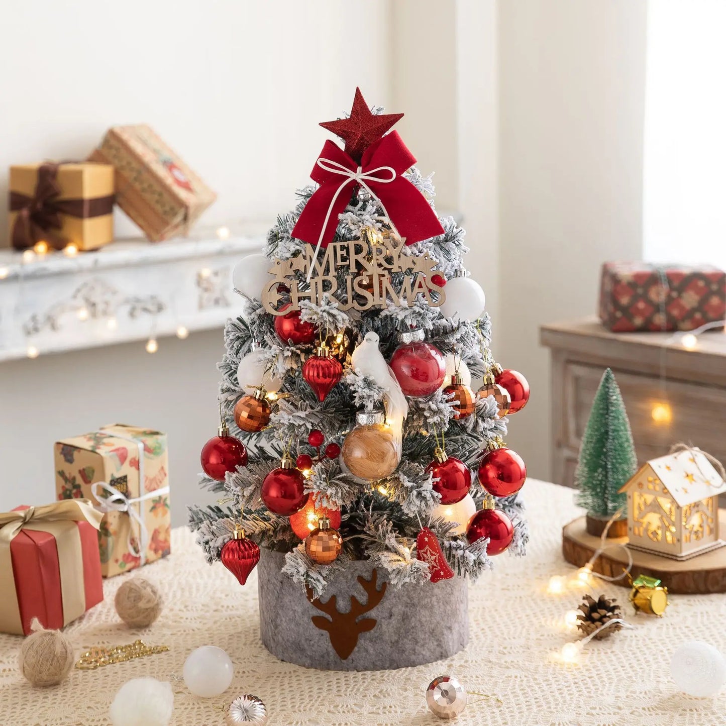 Mini Christmas Tree With Lights Desktop Decorations