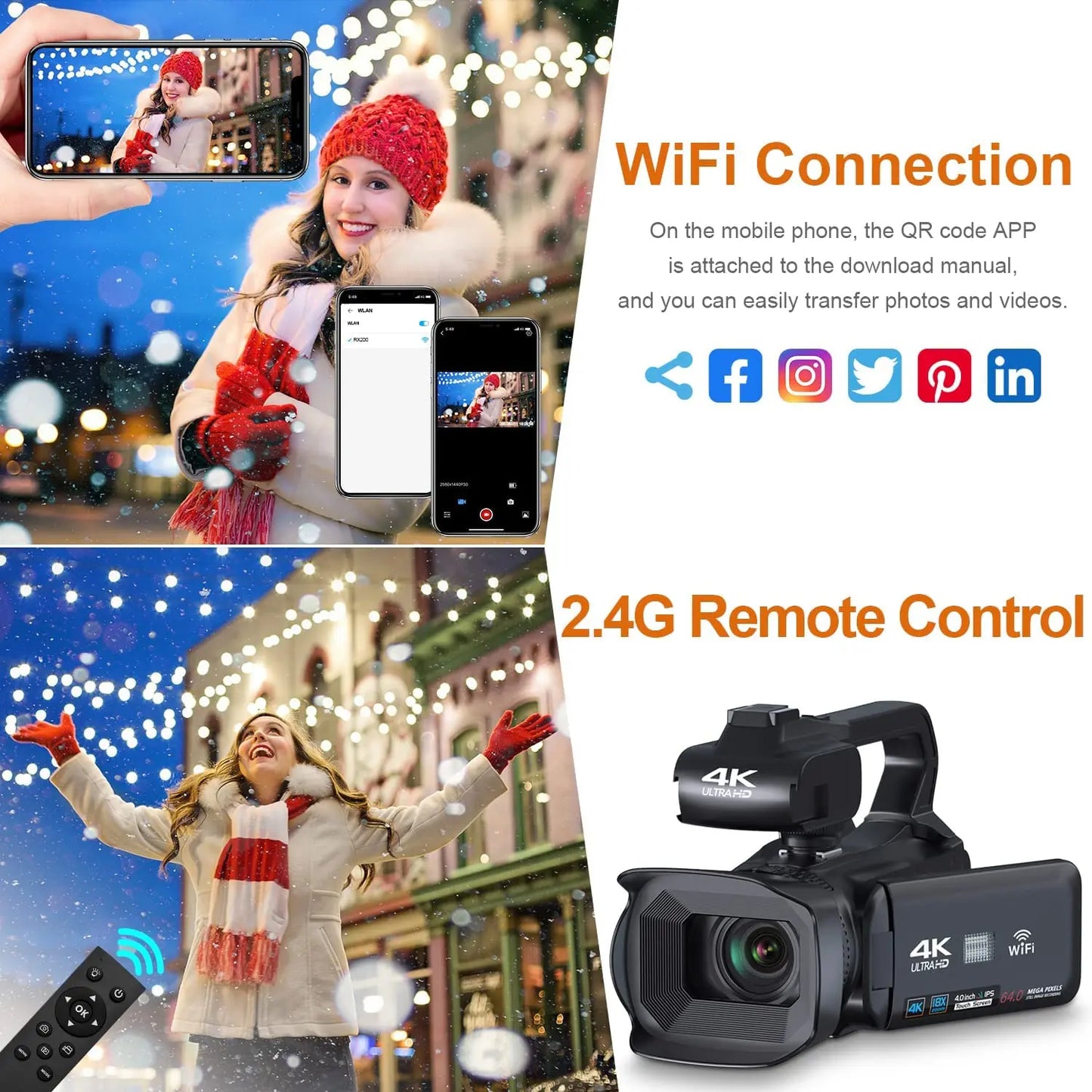 Digital Camera 4K Wifi Full HD Touch Screen Video