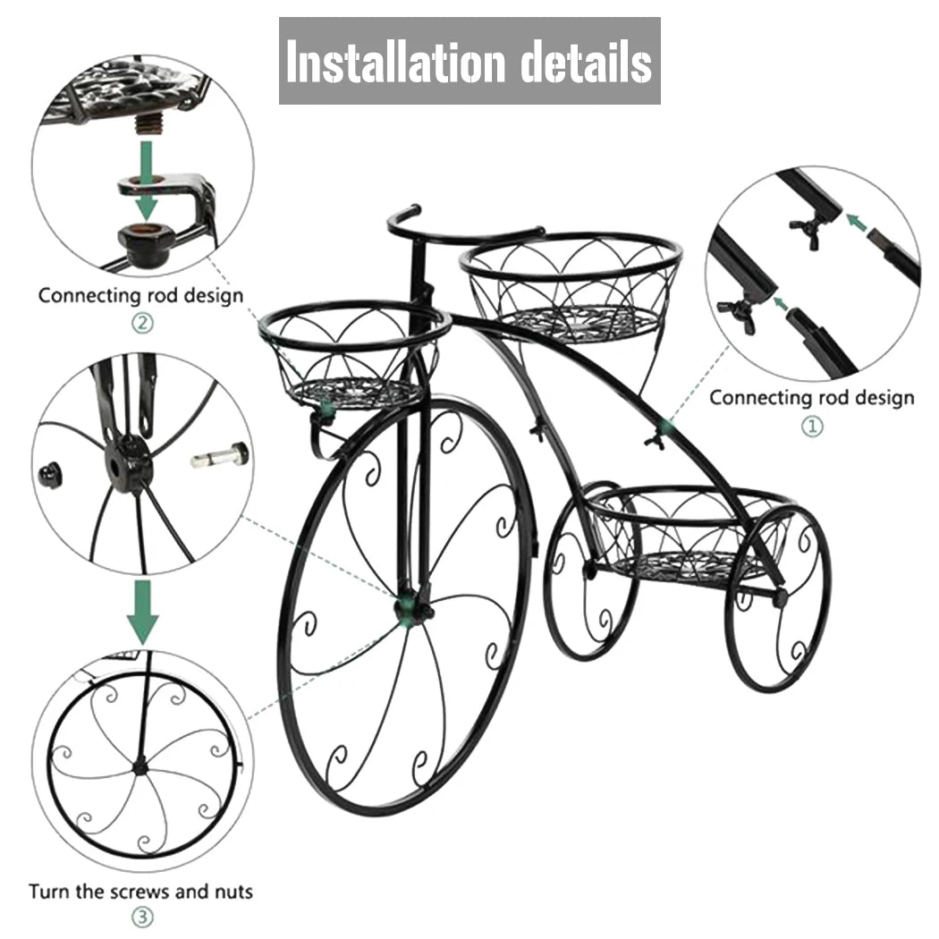 Wrought Iron 3-TierTricycle  Plant Stand