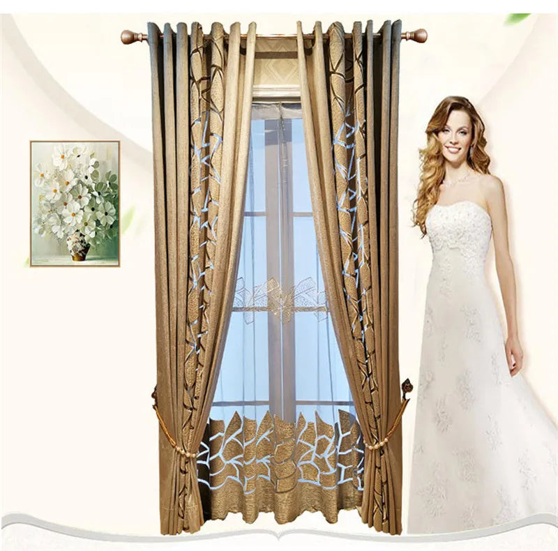 Europe American Luxury Geometric Curtains for Living Dining Room Bedroom