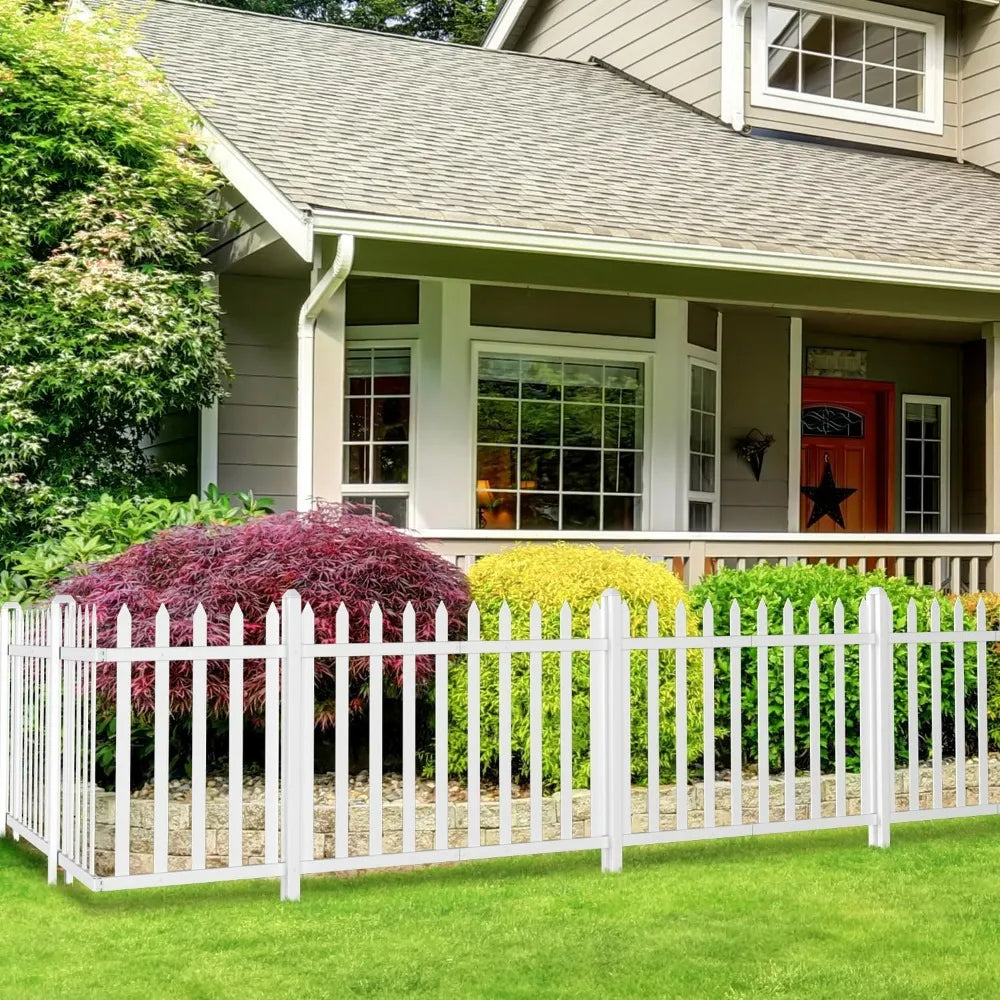 Garden Fence, No Dig White Vinyl Picket Patio Garden Fence