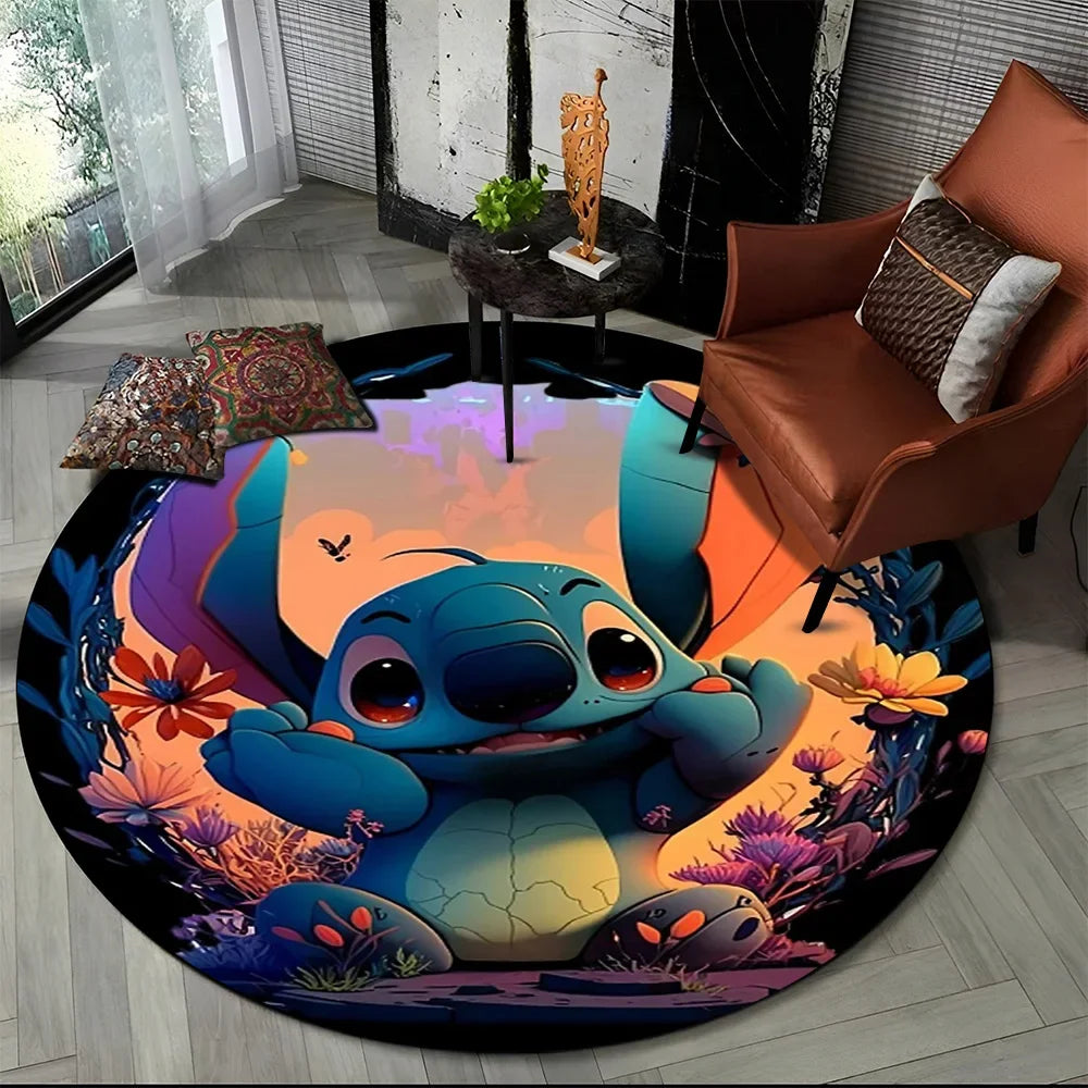 26 Style Cute Stitch Disney Cartoon Round Area Rug, Carpet Floor Mat