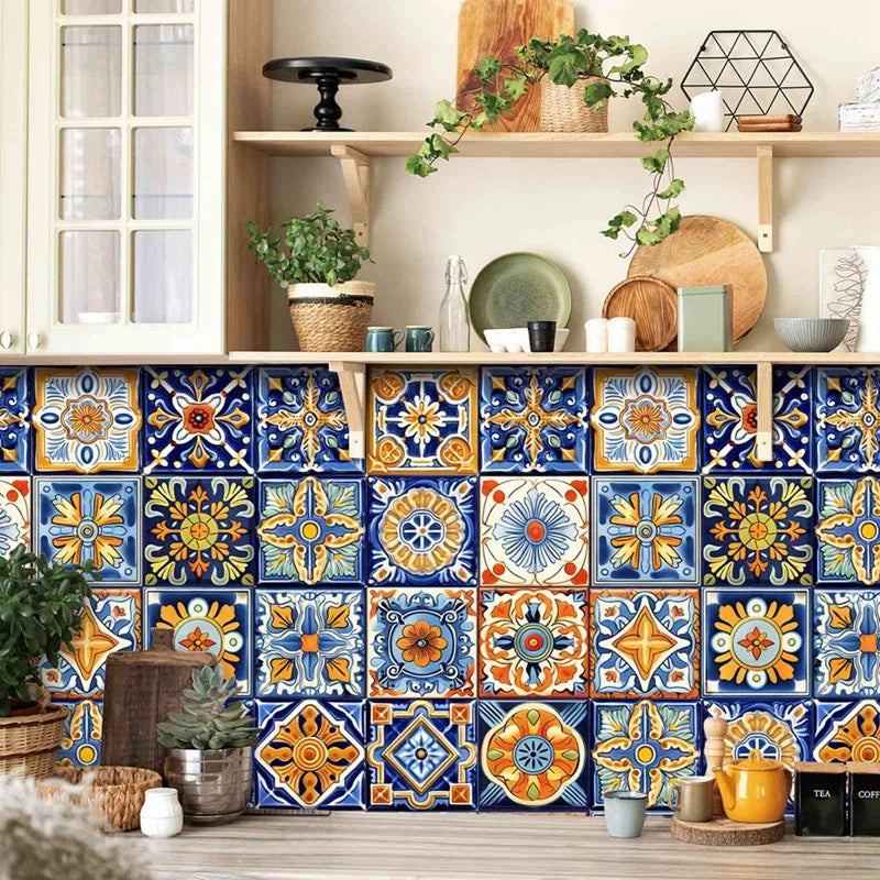 24PCS Moroccan Style Tile Sticker Removable Decals Backsplash