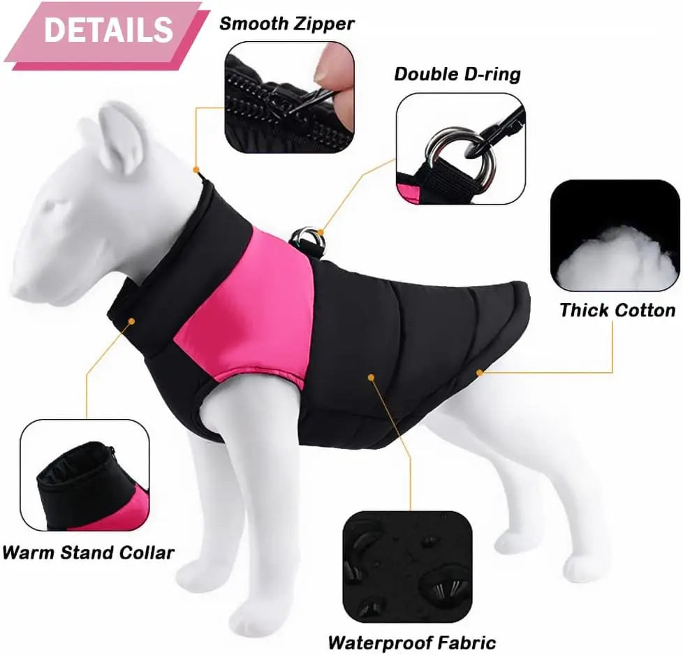 Waterproof Dog Coats Winter Warm Clothes Thick Padded Warm Pet Coats Padded Dog Jackets for Puppy Small Medium Large Dogs