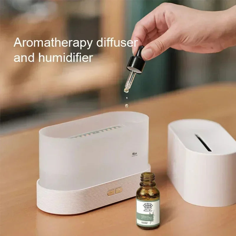 Aromatherapy Machine Air Humidifier Ultrasonic Cold Mist Machine Flame Lamp Diffuser Set