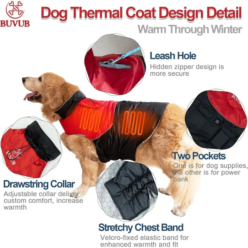 Pet Winter Coats for Cat, Dogs, Heated Winter Jacket with Power Bank