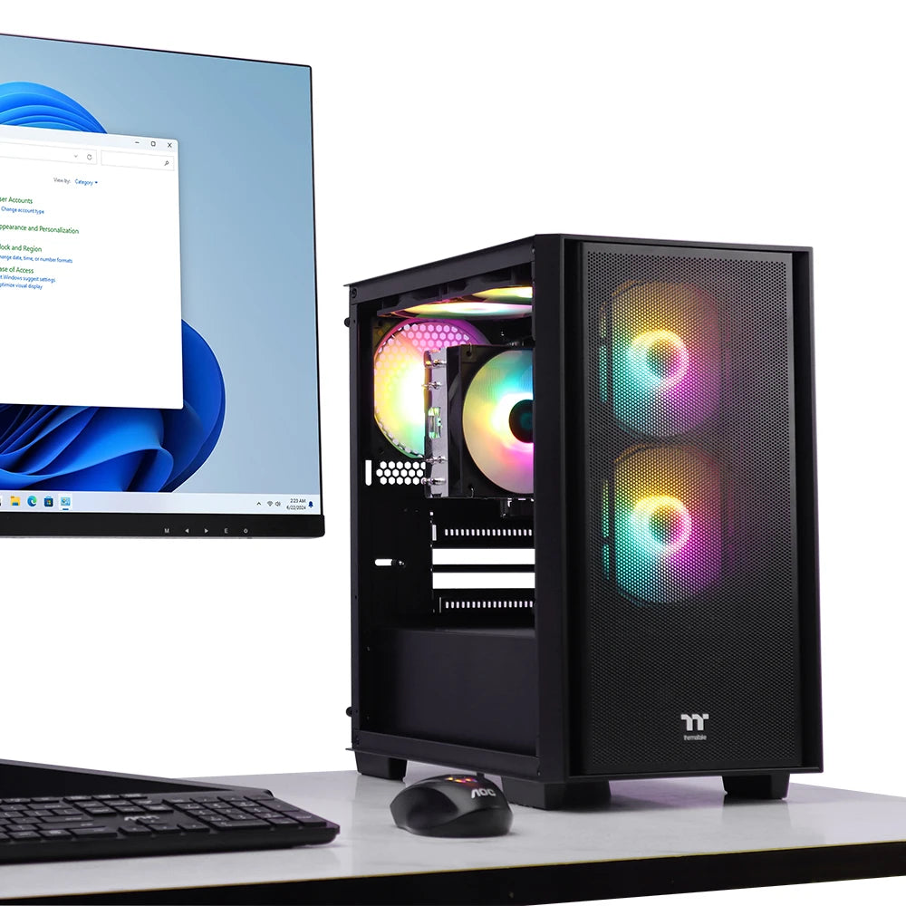 YEAH MAGIC Business Desktop AMD Ryzen 5 5600G 8G*2 DDR4 3200 1T NVME SSD Win 11 Home Gamer Computer Office Work 650W Gold PSU