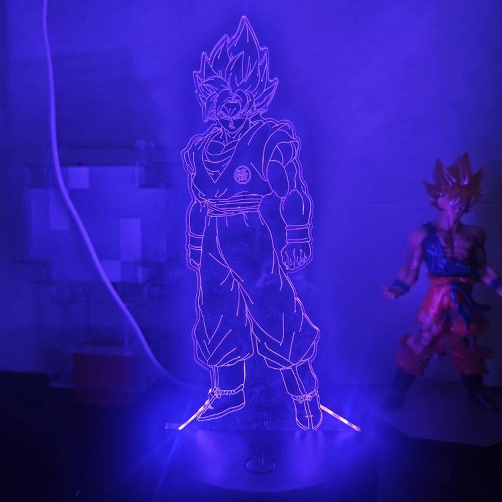 3D Illusion Anime Goku Vegeta Dragon Ball Z Super Saiyan Night Light with Remote