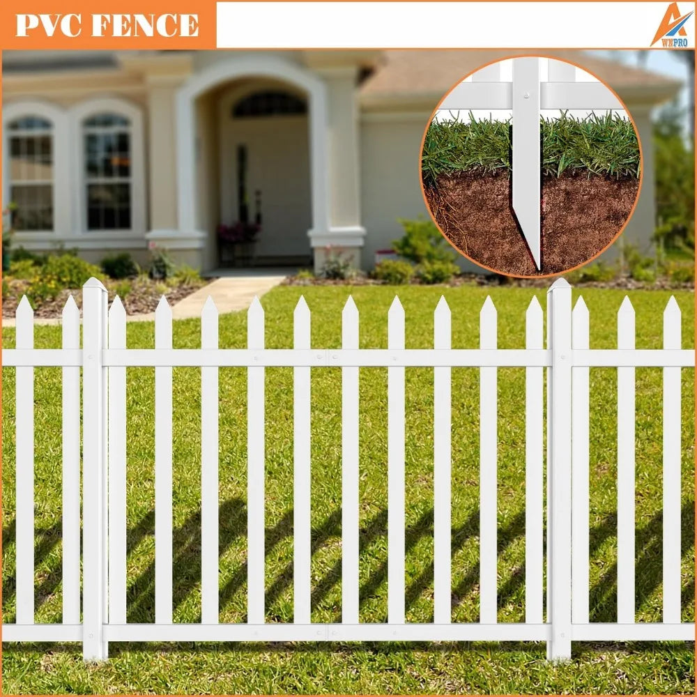 Garden Fence, No Dig White Vinyl Picket Patio Garden Fence