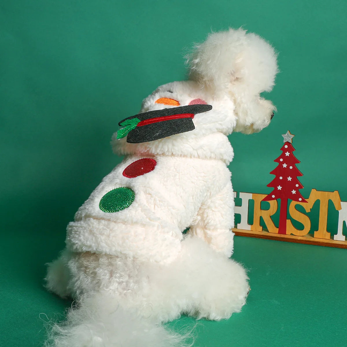 Pet Lamb Fleece Christmas Snowman Coat, Cat Clothing