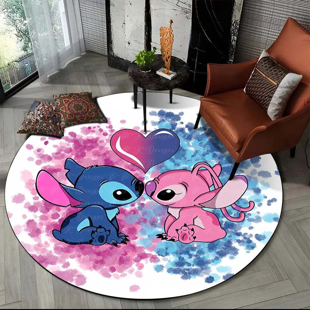 26 Style Cute Stitch Disney Cartoon Round Area Rug, Carpet Floor Mat